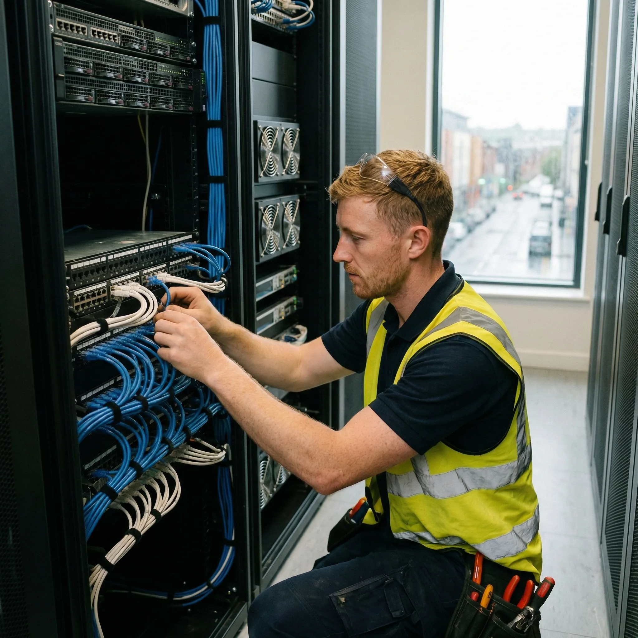 Data and network cabling installation in a Cork office